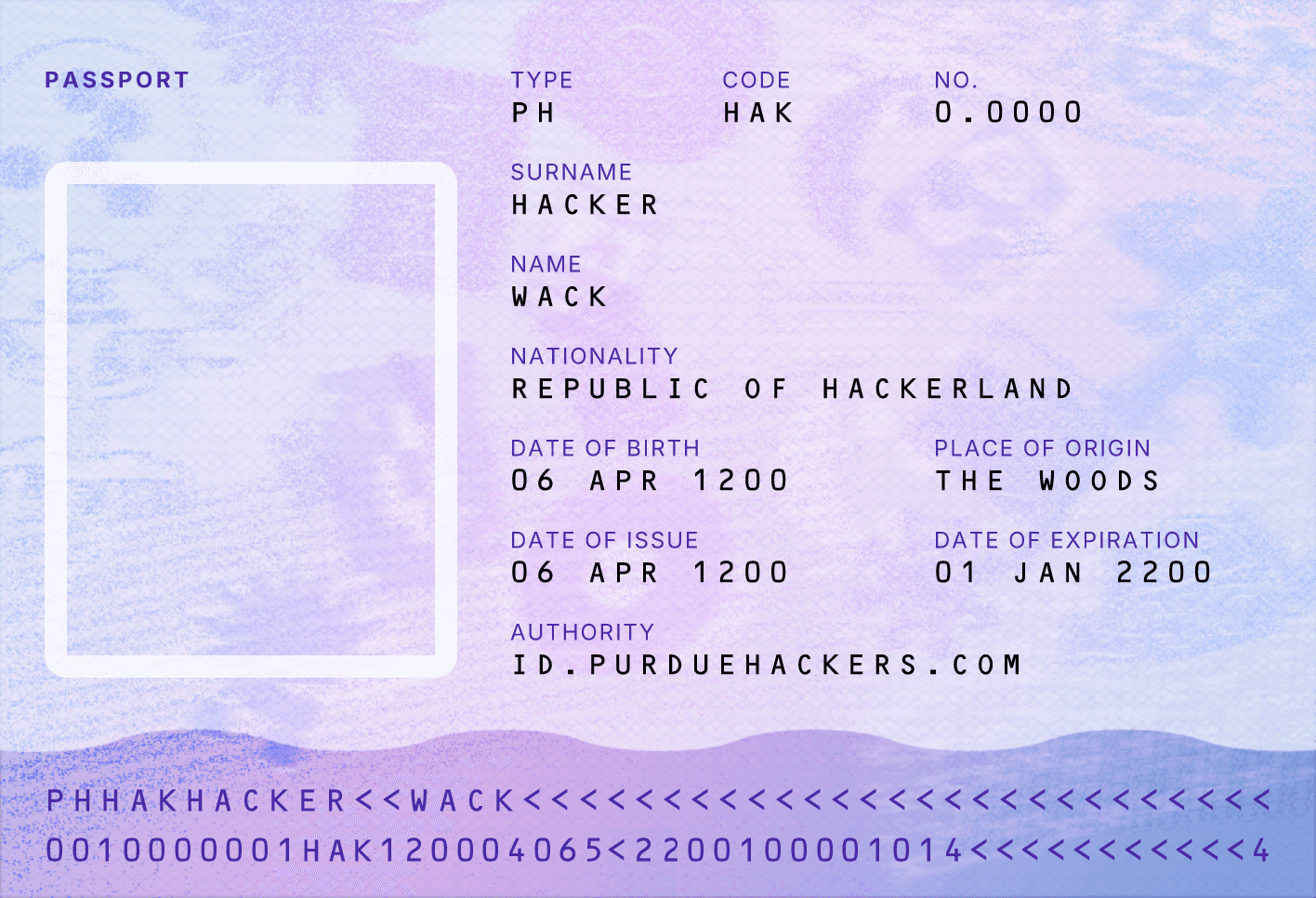 Preview of default passport page